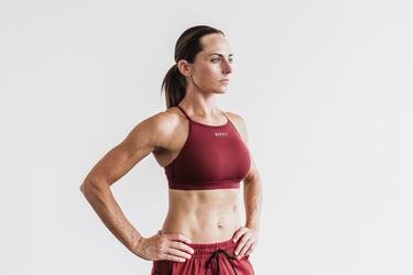 Nobull High-Neck Women's Sports Bras Red | Australia (KQ8724)